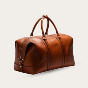 Premium Cognac Leather Travel Duffel Bag